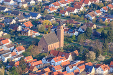 Church at the cemetery in Spanierstraße in Essingen in the state Rhineland-Palatinate, Germany