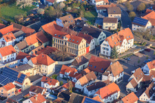 Aerial view of School in Essingen in the state Rhineland-Palatinate, Germany