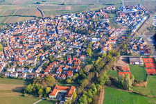 Aerial view of Wine town from the southeast in Deidesheim in the state Rhineland-Palatinate, Germany