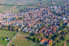 Aerial photograpy of Wine town from the southeast in Deidesheim in the state Rhineland-Palatinate, Germany