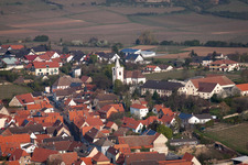 Town View of the streets and houses of the residential areas in Bockenheim an der Weinstrasse in the state Rhineland-Palatinate from above