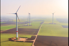 Aerial view of Wind turbine construction site in Gabsheim in the state Rhineland-Palatinate, Germany
