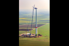 Aerial photograpy of Wind turbine construction site in Gabsheim in the state Rhineland-Palatinate, Germany