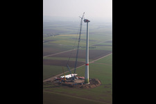 Construction site for wind turbine installation of juwi Holding AG in Gabsheim in the state Rhineland-Palatinate, Germany