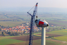 Wind turbine construction site in Gabsheim in the state Rhineland-Palatinate, Germany out of the air