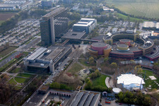 ZDF in the district Lerchenberg in Mainz in the state Rhineland-Palatinate, Germany from the drone perspective