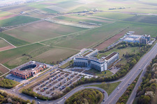 Aerial view of ZDF in the district Marienborn in Mainz in the state Rhineland-Palatinate, Germany