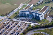 Aerial view of Office building of media enterprise VRM in the district Marienborn in Mainz in the state Rhineland-Palatinate, Germany