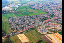 Aerial view of In the quail loft in Haßloch in the state Rhineland-Palatinate, Germany