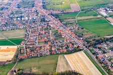 Oblique view of Rennbahnstr in Haßloch in the state Rhineland-Palatinate, Germany