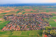 Aerial view of Village view from the north in Ottersheim bei Landau in the state Rhineland-Palatinate, Germany