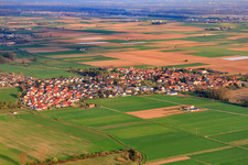 Village view from the northwest in Knittelsheim in the state Rhineland-Palatinate, Germany
