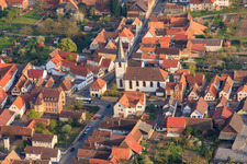 Aerial view of Church in Ottersheim bei Landau in the state Rhineland-Palatinate, Germany