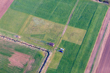 Aerial view of Hatzenbühl model airfield in Kandel in the state Rhineland-Palatinate, Germany