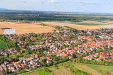 Aerial view of Saarstr railway crossing in Kandel in the state Rhineland-Palatinate, Germany