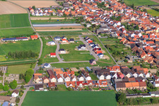 New development area in Tabakfeld in Hatzenbühl in the state Rhineland-Palatinate, Germany viewn from the air