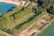 Aerial view of Grounds of the archery club Schnoogejächer Rülzheim and the dog lovers' association Rülzheim eV in Rülzheim in the state Rhineland-Palatinate, Germany