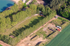 Aerial photograpy of Grounds of the archery club Schnoogejächer Rülzheim and the dog lovers' association Rülzheim eV in Rülzheim in the state Rhineland-Palatinate, Germany