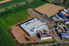 Aerial view of New building DBK David + Baader GmbH in Rülzheim in the state Rhineland-Palatinate, Germany