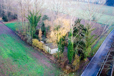 Aerial view of Krumböck's Hut in Minfeld in the state Rhineland-Palatinate, Germany