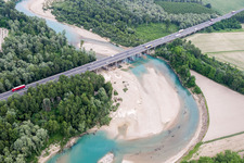 Highway bridge over the motorway A4 across the Tagliamento in Boscatto in Venetien, Italy