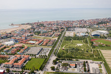 Aerial view of Beach landscape on the Caorle in Caorle in Veneto, Italy