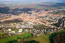 Herxheim from the southwest in Herxheim bei Landau in the state Rhineland-Palatinate, Germany