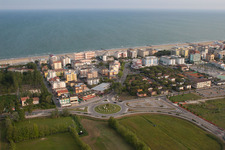 Lido di Jesolo in the state Metropolitanstadt Venedig, Italy from the drone perspective
