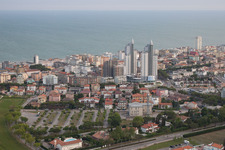 Lido di Jesolo in the state Metropolitanstadt Venedig, Italy seen from a drone
