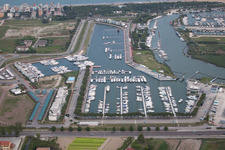 Aerial view of Jesolo in the state Metropolitanstadt Venedig, Italy