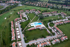 Lido di Jesolo in the state Metropolitanstadt Venedig, Italy seen from above