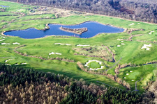 Grounds of the Golf course at Golfanlage Landgut Dreihof in Essingen in the state Rhineland-Palatinate from above