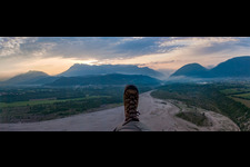 Aerial view of TagliamentO in Solimbergo in the state Friuli Venezia Giulia, Italy