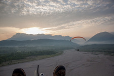 Oblique view of Cavasso Nuovo in the state Pordenone, Italy