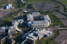 Building and production halls on the premises of the chemical manufacturers Pfizer Ltd and Discovery Park in Sandwich in England, United Kingdom seen from above