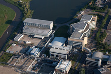 Building and production halls on the premises of the chemical manufacturers Pfizer Ltd and Discovery Park in Sandwich in England, United Kingdom from the plane