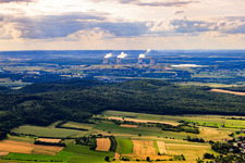 View towards the Cattenom nuclear power plant to the northwest in Kœnigsmacker in the state Moselle, France