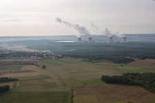 Aerial view of Cattenom, centrale nuclear from the west in Cattenom in the state Moselle, France