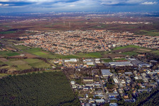 City view from the southwest in Haßloch in the state Rhineland-Palatinate, Germany