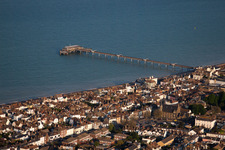 Sand and beach landscape on the pier of channel in Deal in England, United Kingdom