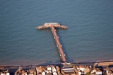 Aerial view of Sand and beach landscape on the pier of channel in Deal in England, United Kingdom