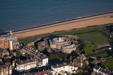 Castle tower at Castle Deal Castle at the sea shore of the channel in Deal in England, United Kingdom