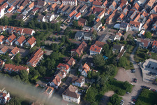 Aerial view of Bismarckstr in Kandel in the state Rhineland-Palatinate, Germany