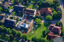 Aerial view of Construction site for single-family home in Berwartsteinstr in Kandel in the state Rhineland-Palatinate, Germany