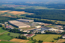 Aerial view of Horst Industrial Estate, Zufall Logistics Center in the district Minderslachen in Kandel in the state Rhineland-Palatinate, Germany