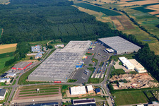 Horst Industrial Estate, Zufall Logistics Center in the district Minderslachen in Kandel in the state Rhineland-Palatinate, Germany from above