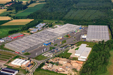 Horst Industrial Estate, Zufall Logistics Center in the district Minderslachen in Kandel in the state Rhineland-Palatinate, Germany seen from above