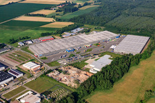 Horst Industrial Estate, Zufall Logistics Center in the district Minderslachen in Kandel in the state Rhineland-Palatinate, Germany from the plane