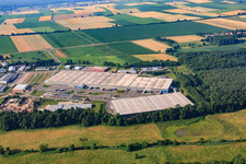 Bird's eye view of Horst Industrial Estate, Zufall Logistics Center in the district Minderslachen in Kandel in the state Rhineland-Palatinate, Germany