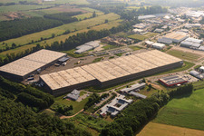 Aerial photograpy of Horst Industrial Estate, Zufall Logistics Center in the district Minderslachen in Kandel in the state Rhineland-Palatinate, Germany